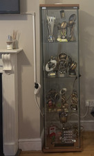 Glass Display Cabinet Freestanding Modern Metal Frame Glass Door 4 Shelves