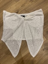 White Fox Sequin Strapless Knot Front Top White S Y2K Party Holiday Clubwear #13