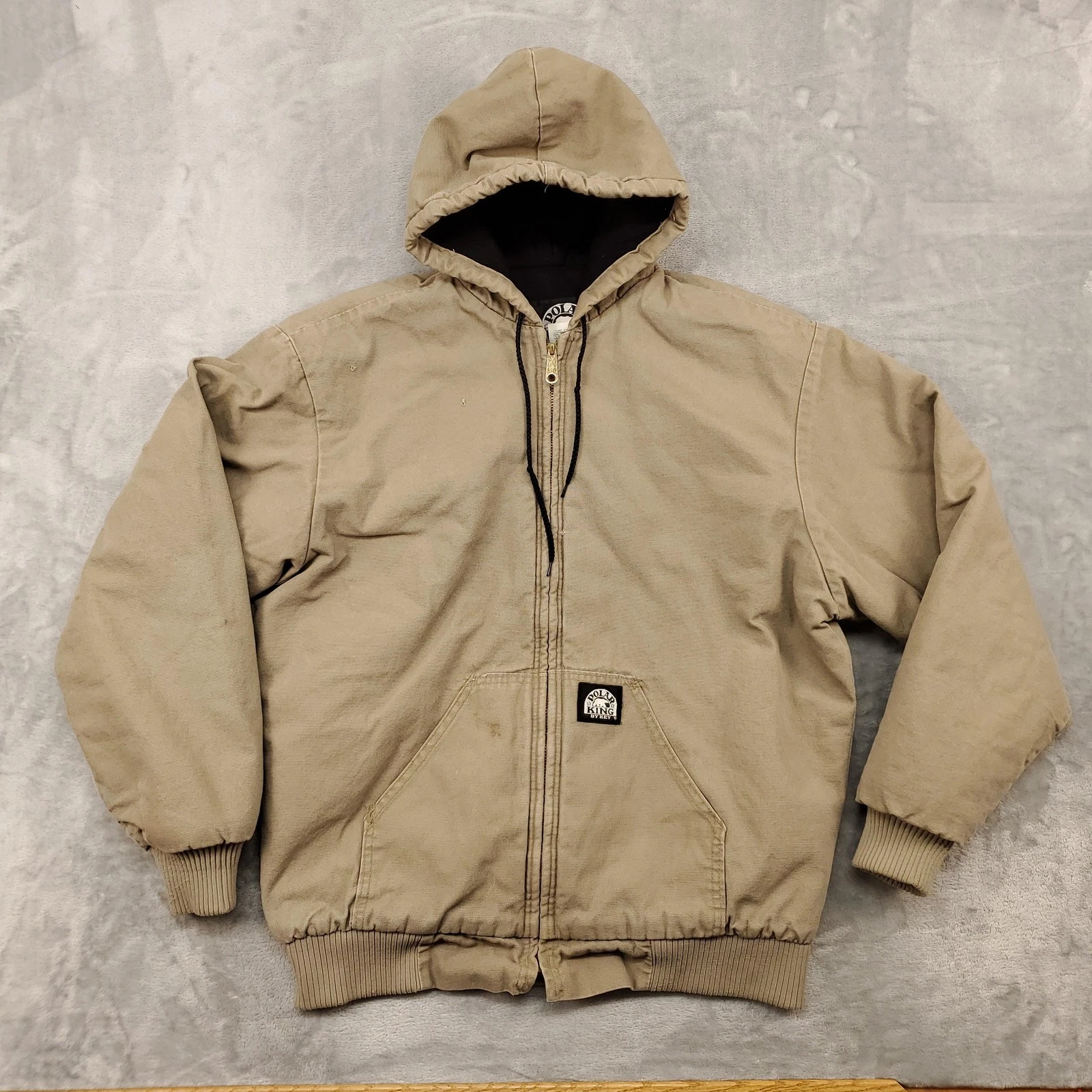 Polar King Jacket Mens 46 Tall XL Tall Beige Canvas Hooded Insulated Workwear