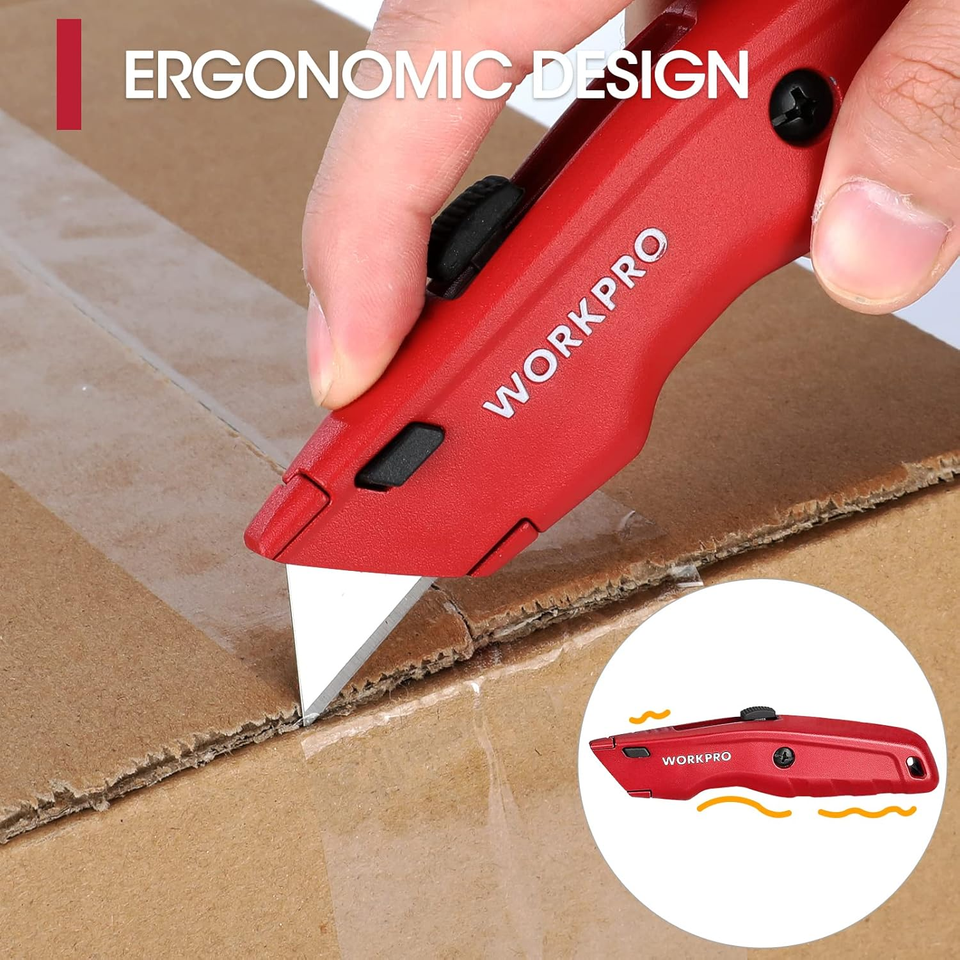 Heavey Box WORKPRO Premium Utility Knife, Retractable All Metal Heavy Duty Box ...