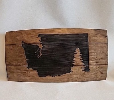 WA Washington State Laser Engraved Wine Barrel Stave Wall Hanging Home Decor PNW