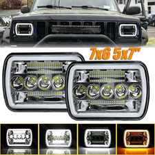 For 1986-1995 Jeep Wrangler Yj 1984-2001 Cherokee Xj 5x7 7x6 Led Headlight H4