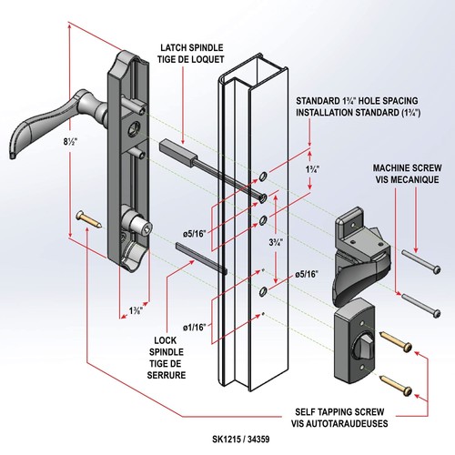 Ideal Security SK1215BB ML Drückerset für Sturm- und Sichtschutztüren mit gleichschließendem De... - Bild 4 von 5