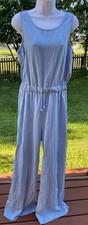 Demin Sleeveless Light Blue Jumpsuit With Adjustable Waist Tie  Wide Legs M