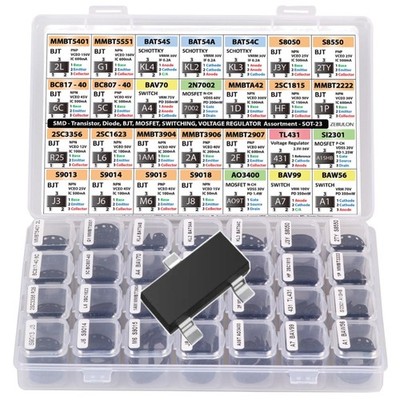 1400 pcs SMD Components Set, Transistors, Diodes, Regulator