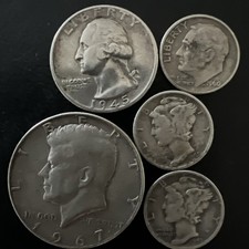 USA - Half Dollar "Kennedy" 1967 + 4 Pièces - Argent - 24,9 g