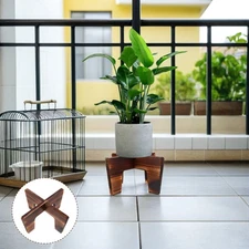 Wood Plant Shelf Floor Stand Cross Structure Planter Display Rack For Indoor