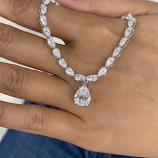 19.3ct TCW Pendant Necklace White Gold 14K Lab-Grown Diamond F/VS GGL