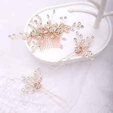 Vintage Rhinestones Bride Wedding Hair Accessories for Brides Crystal Simulat...