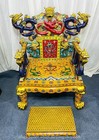 53.6" Marked Qianlong Chinese Copper Cloisonne Palace Emperor Dragon Beast Chair
