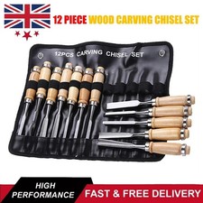 12Pcs Hand Chisel Set Wood Carving Woodworking Professional Lathe Gouges Hobby