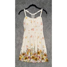 No Boundaries White Floral Crochet Trim Spaghetti Strap A Line Dress Size S