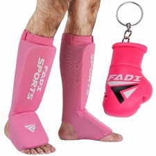 FADI MMA Pink Shin Guards Kickboxing Boxing Shin Pads w/ Free Glove Keychain