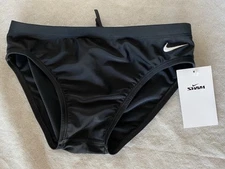 NIKE Swim Size 38 Men's Black Front Lined Swim Brief w/ Drawstring NWT