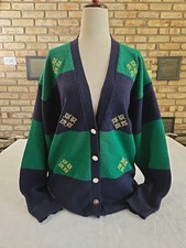 Koret Vtg Wool Blend Striped Button-Up Cardigan Sweater Womans Sz Sm Oversized