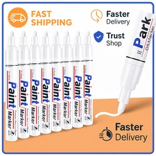 White Permanent Paint Markers Set of 8 Waterproof Medium Tip for Metal Wood Plas
