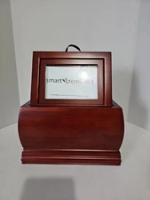 Smart Cremation Urn Cherry Wood Box 4x6 Photo Frame Display Memorial Box