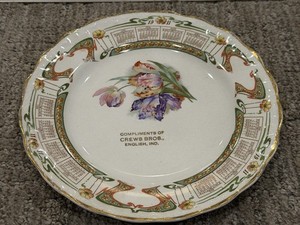 CARNATION MCNICOL 1911 CALENDAR 8" ADV PLATE COMPLIMENTS CREWS BROS. ENGLISH IND