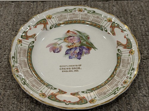 CARNATION MCNICOL 1911 CALENDAR 8" ADV PLATE COMPLIMENTS CREWS BROS. ENGLISH IND