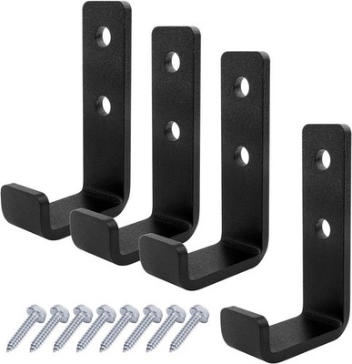 4 Pack 3-1/2'' Heavy Duty Steel J Hook, Wall Mount Utility 3-1/2 Inch, Black 