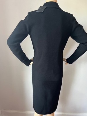 Costume 2 Pièces Femme St John - Robe Et Veste Noire En Maille - Taille 16 (XL) - Neuf Avec étiquettes