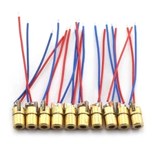 Tegg 10 PCS Mini 650nm 6mm 5mW Red Laser Dot Diode Module Copper Head 3.3V 