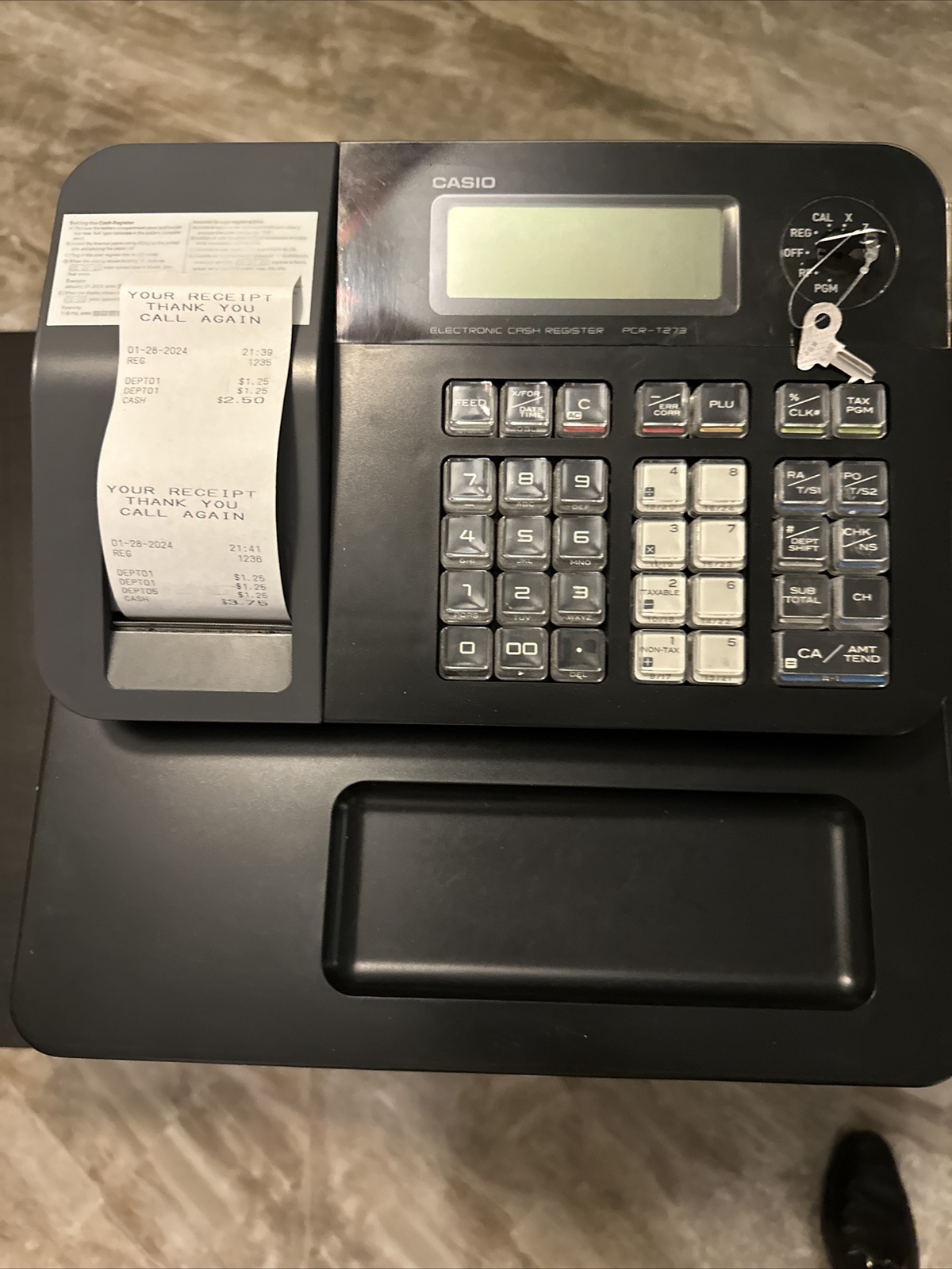 Casio PCRT273 Electronic Cash Register With Operator Key, No Drawer