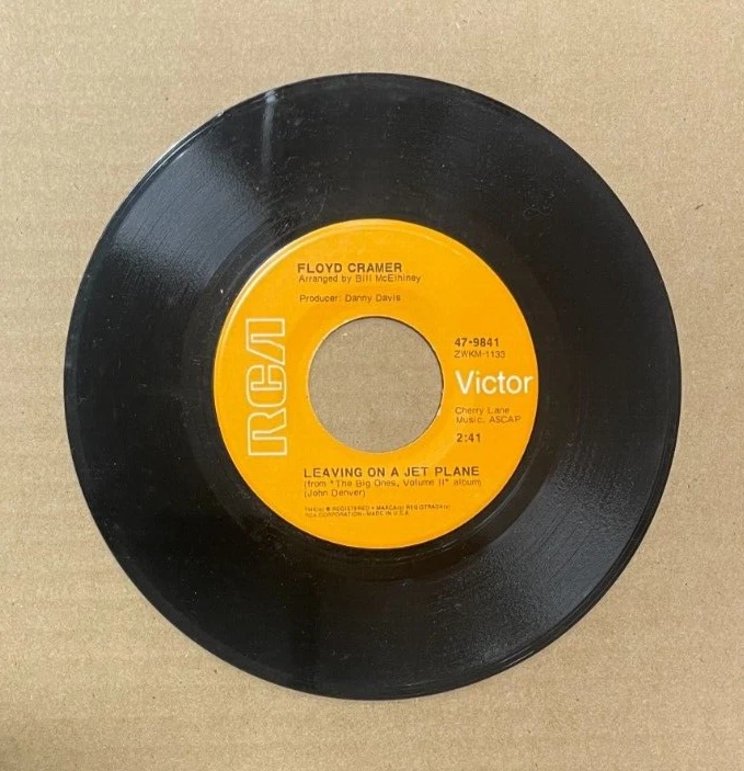 FLOYD CRAMER RCA 45 THEME FROM TWO-TWENTY-TWO/LEAVING ON A JET PLANE 9841 - Image 2 of 2