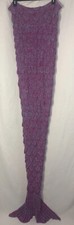 Knitted Purple  Blue Long Mermaid Tail Open Top Blanket W/ Fin- One Size 80 In
