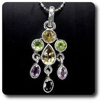 AnhäNger Citrin Peridot Amethyst Silber 925