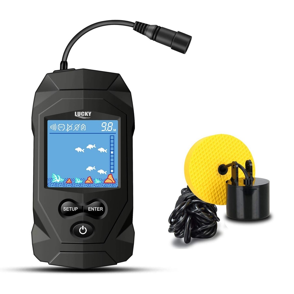 handheld fish finders for sale LUCKYLAKER Depth Finder Display Boat Ice Fishing Finder Sonar Portable Wired Fish Transducer LCD Monitor : Electronics The Waypoint Map feature makes navigating quick and easy to locate brush piles Fish Finders for sale in