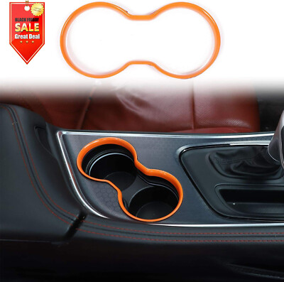 1pc Car Front Cup Holder Cover Trim for Dodge Challenger 2015-2022 ABS Orange