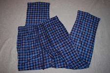 Mens FLEECE PAJAMA PANTS Sleep Lounge BLUE BLACK WHITE PLAID Pockets M 32-34
