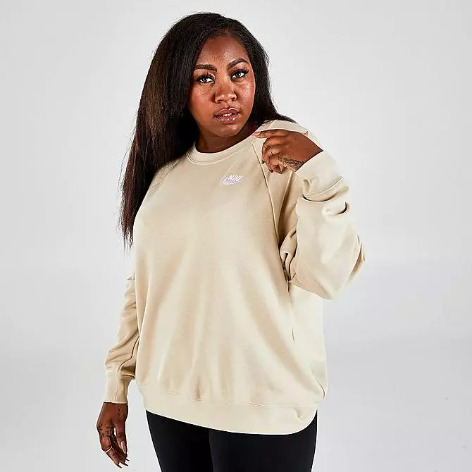 NIKE womens Sportswear fleece Crewneck sweatshirt Top PLUS size 2x TAN  rattan | eBay
