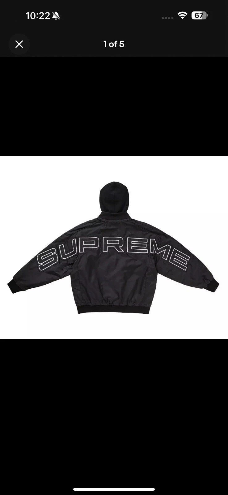 Veste de stade à capuche Supreme   Noir   Homme taille XL 