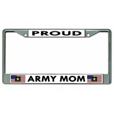 proud army mom military seal logo chrome license plate frame made in usa