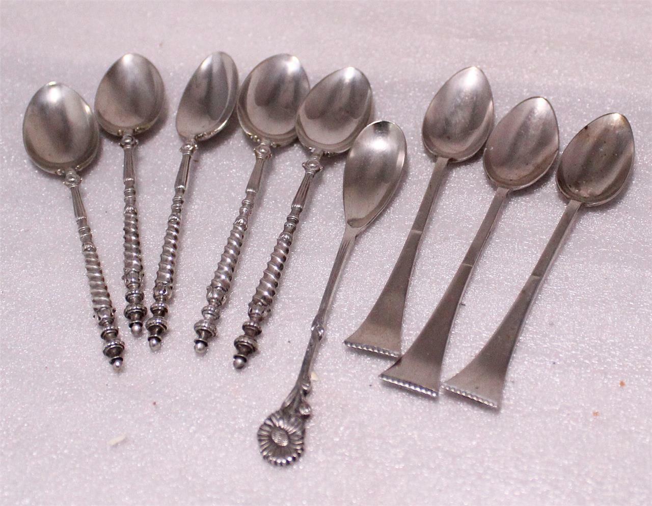 Nine Antique Dutch Art Nouveau Silver Spoons Van Kempen H.Hooijkaas c