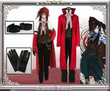 Black Butler Shinigami Grell Sutcliff Kuroshitsuji Red Death Cosplay Costume 0