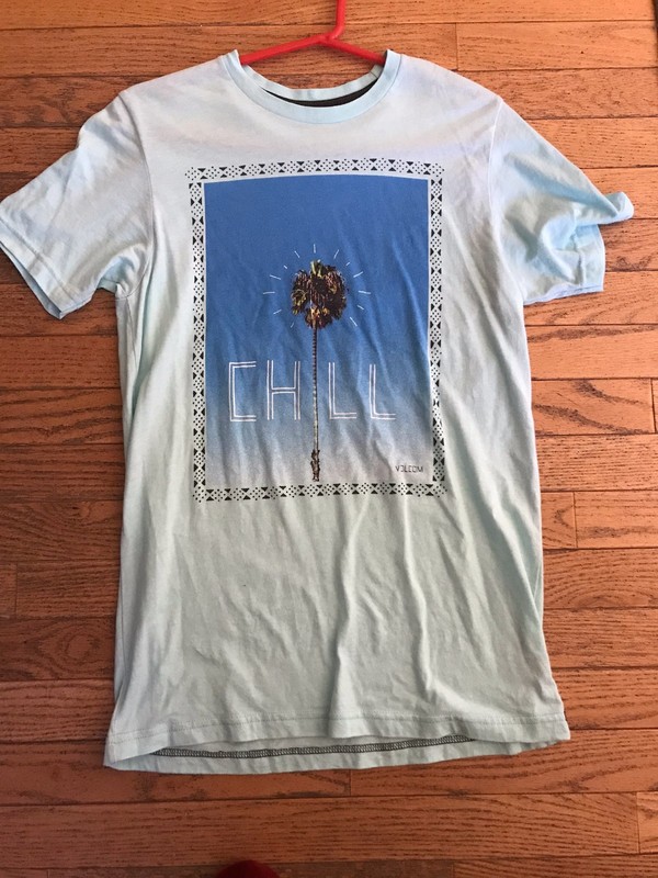 Mens Volcom cotton blend short sleeve graphic shirt small S mint green