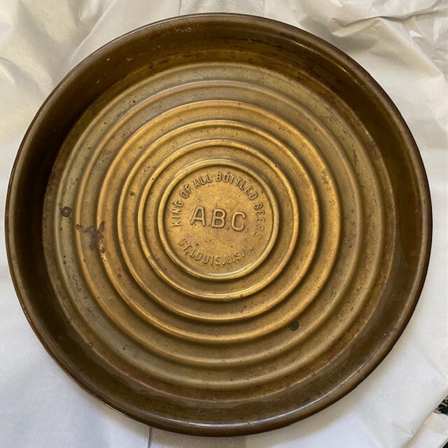 ST LOUIS MO Missouri AMERICAN BREWING CO ABC BRASS BEER TRAY RARE pre Pro 1910ca
