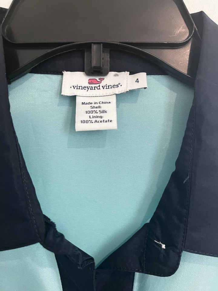 Vestido camisero de seda Vineyard Vines para mujer talla 4 funciona grande ropa de trabajo Foto 3 de 4
