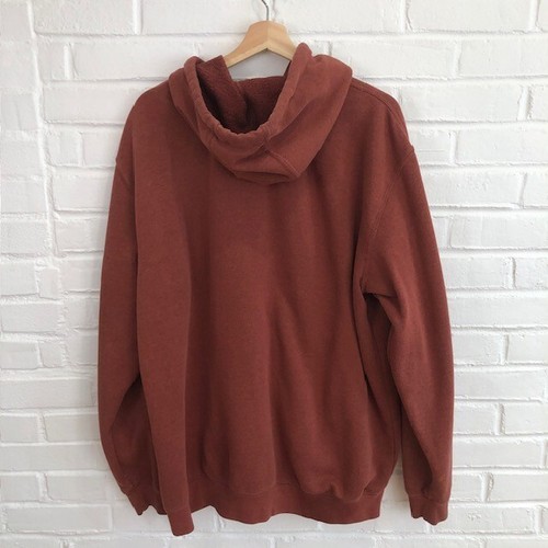 Carhartt Hoodie Pullover Sweatshirt Burnt Orange Brown Red Sleeve Logo Men's XL - 第 3/8 張圖片