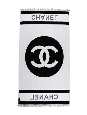 NEW Chanel 23C Monte Carlo XL Blue White Grey Terry CC Logo Beach