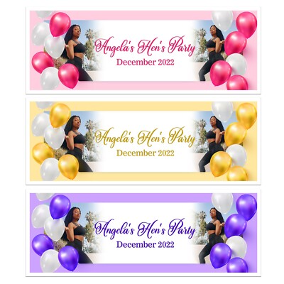 PERSONALISED  HEN DO BANNER PARTY ADD A PHOTO WALL DECOR ANY OCCASION BIRTHDAY