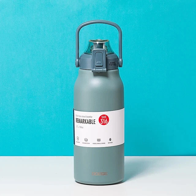 Large Capacity Stainless Steel Tumbler Thermo Bottle With Straw  