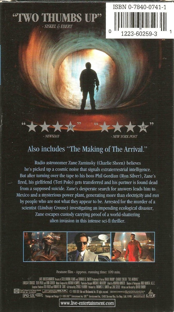 The Arrival VHS 1996 Charlie Sheen Ron Silver Lindsay Crouse Sci