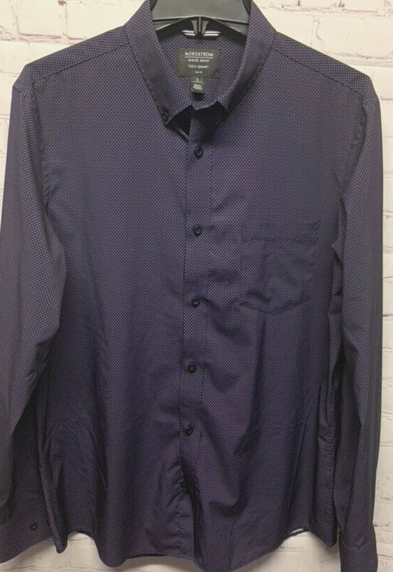 Nordstrom Men's Shop TechSmart Long Sleeve Shirt Large Trim Blue Wicking eBay