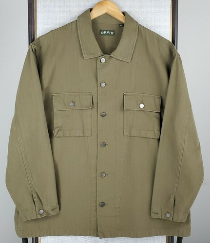 ORVIS Size XL OD Green Cotton Poplin 