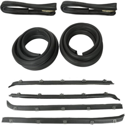 Front Door Window Run Sweep Felts Weatherstrip Seals Kit for Chevy GMC Truck