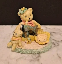 VINTAGE CHERISHED TEDDIES MAMA SEWING HEART PILLOW